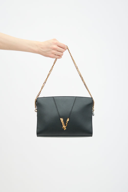 Versace Leather Virtus Shoulder Bag