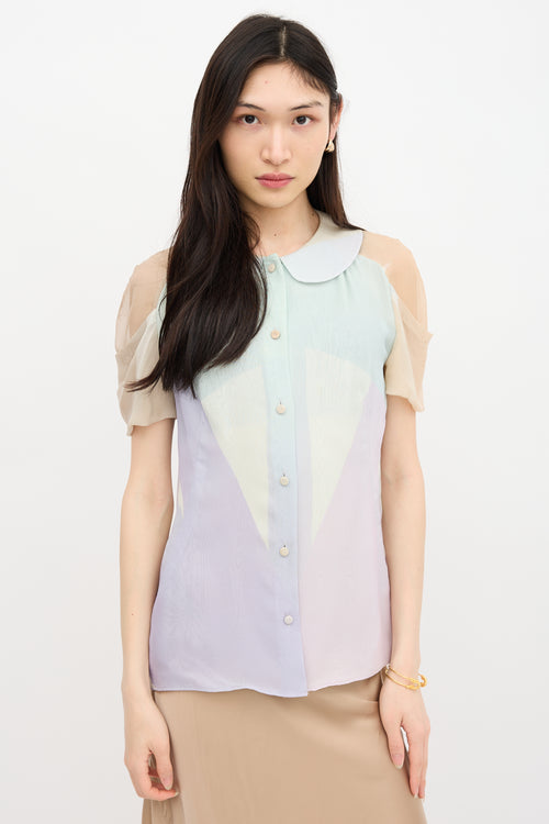 Fendi Silk Chiffon Colour Block Shirt