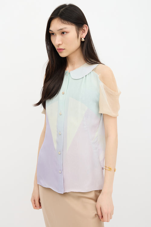 Fendi Silk Chiffon Colour Block Shirt