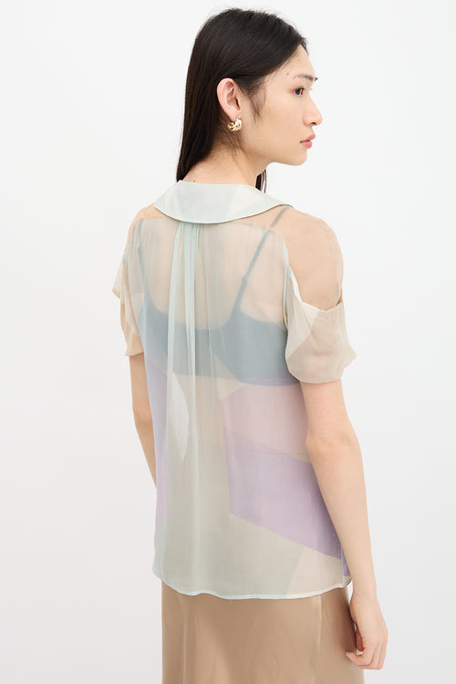 Fendi Silk Chiffon Colour Block Shirt
