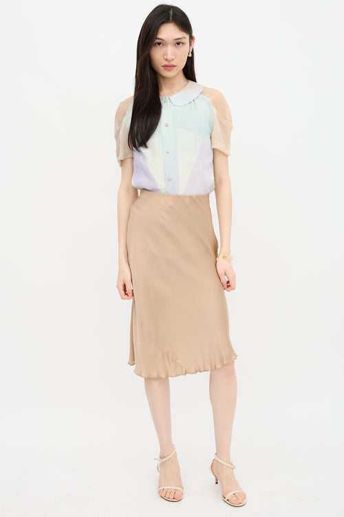Fendi Silk Chiffon Colour Block Shirt