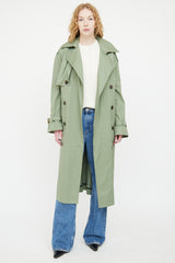 Zadig & Voltaire Green Kena Double Breasted Trench Coat