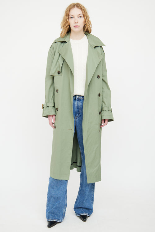 Zadig & Voltaire Green Kena Double Breasted Trench Coat