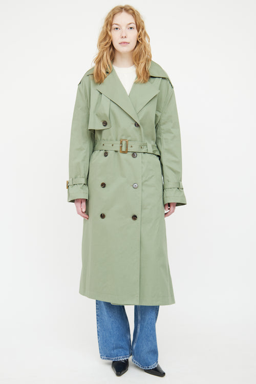 Zadig & Voltaire Green Kena Double Breasted Trench Coat