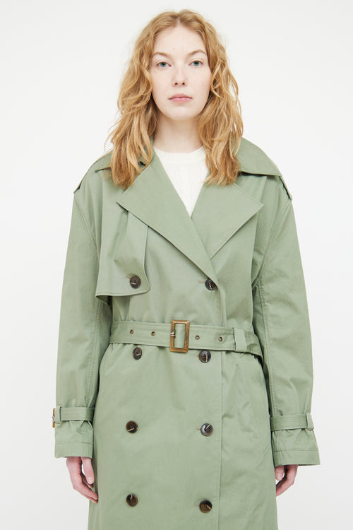 Zadig & Voltaire Green Kena Double Breasted Trench Coat