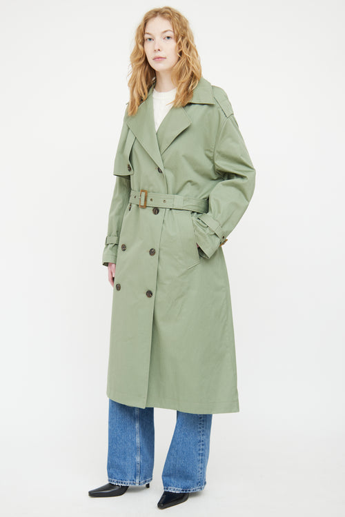 Zadig & Voltaire Green Kena Double Breasted Trench Coat