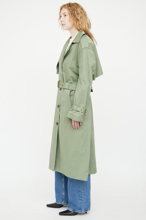 Zadig & Voltaire Green Kena Double Breasted Trench Coat