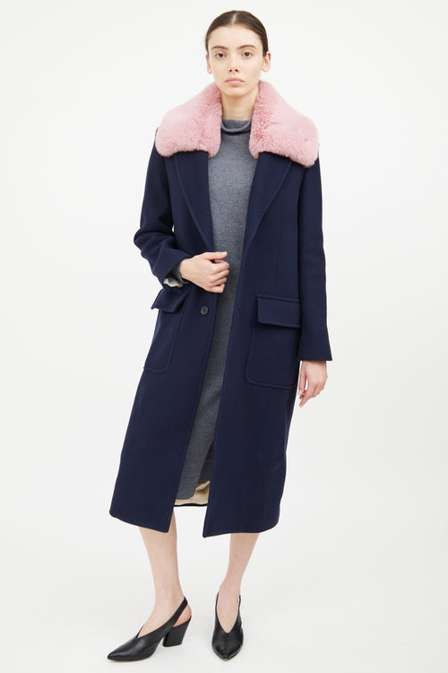 Zadig & Voltaire Navy & Pink Collar Coat