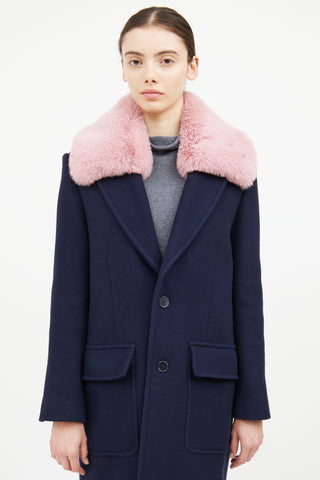 Zadig & Voltaire Navy & Pink Collar Coat