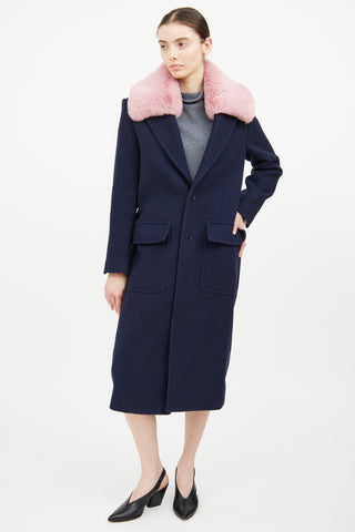 Zadig & Voltaire Navy & Pink Collar Coat