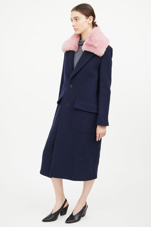 Zadig & Voltaire Navy & Pink Collar Coat