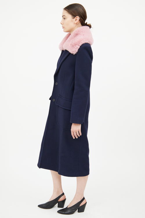 Zadig & Voltaire Navy & Pink Collar Coat