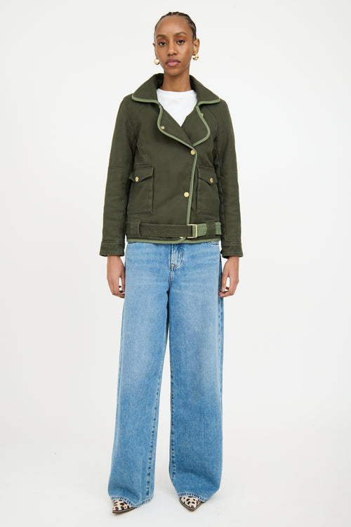 Zadig & Voltaire Green Kawa Parka Belted Jacket