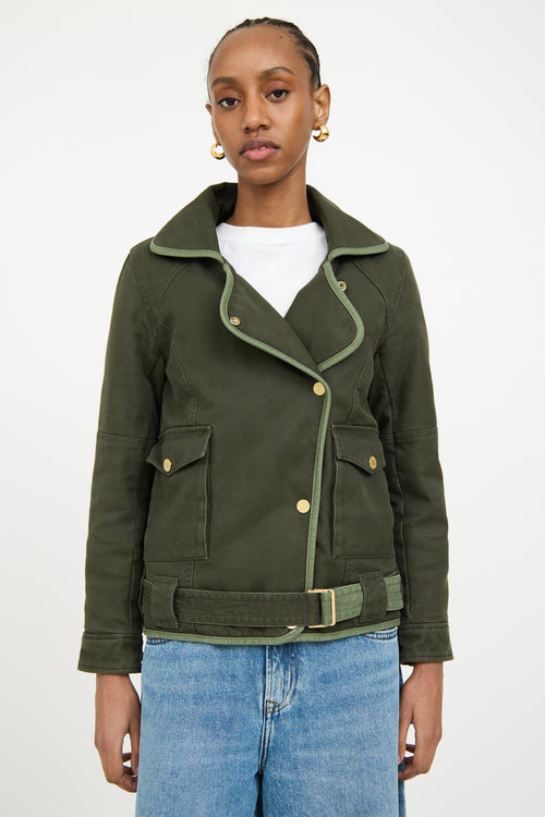 Zadig & Voltaire Green Kawa Parka Belted Jacket