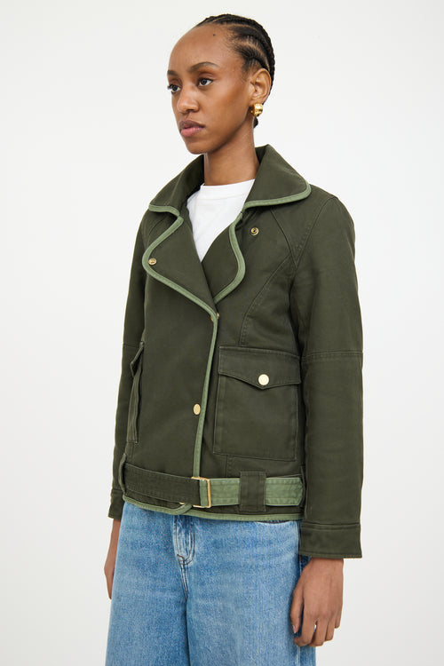 Zadig & Voltaire Green Kawa Parka Belted Jacket