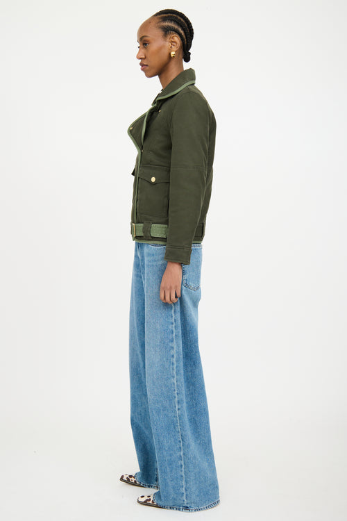 Zadig & Voltaire Green Kawa Parka Belted Jacket