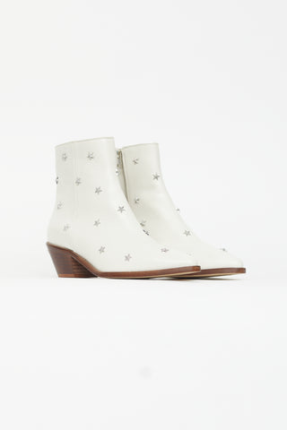 Zadig & Voltaire White Leather Studded Star Boot