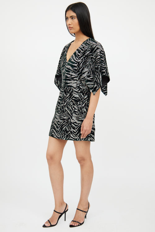 Zadig & Voltaire Black & Multicolour Velour Patterned Glitter Dress