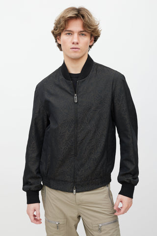 Zegna Black & Brown Abstract Bomber Jacket