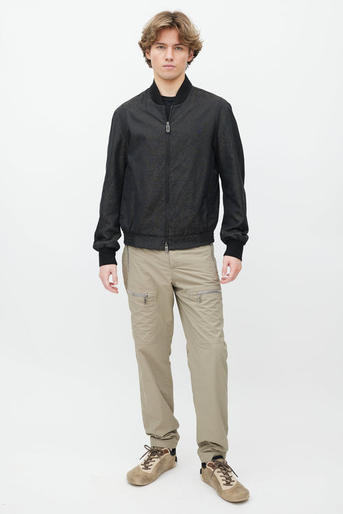 Zegna Black & Brown Abstract Bomber Jacket