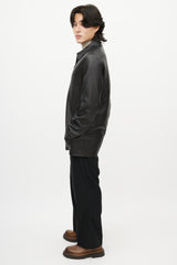 Zegna Black Leather & Nylon Reversible Jacket