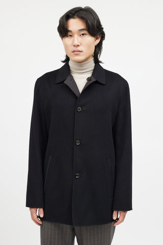 Zegna Black Wool Nylon Reversible Jacket