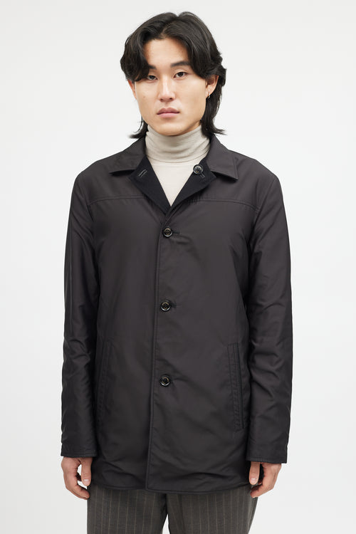Zegna Black Wool Nylon Reversible Jacket