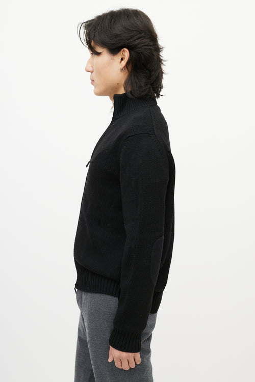 Zegna Black Wool Zip Up Sweater