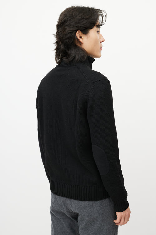 Zegna Black Wool Zip Up Sweater