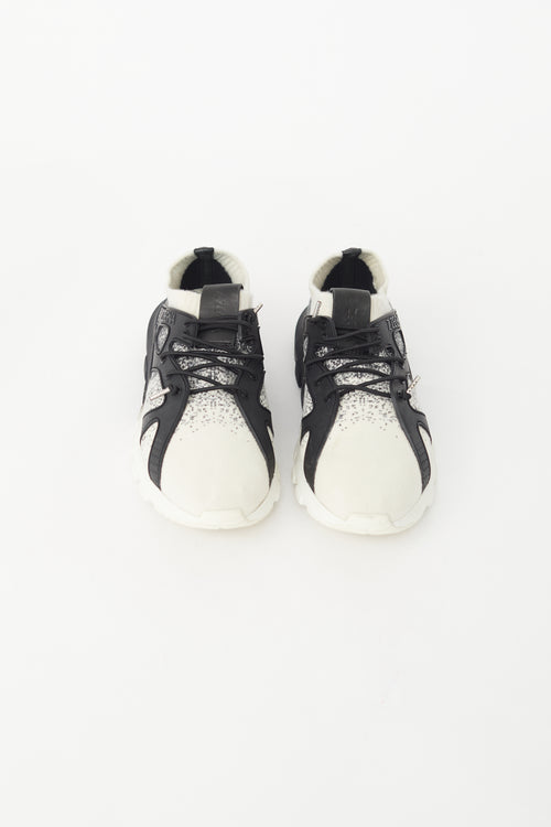 Zegna Black & White Knit Sock Sneaker