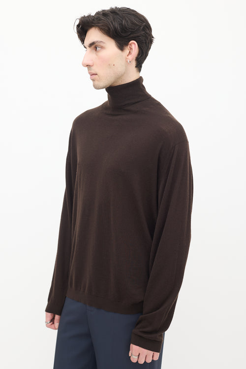 Zegna Brown Cashmere & Wool Turtleneck Top