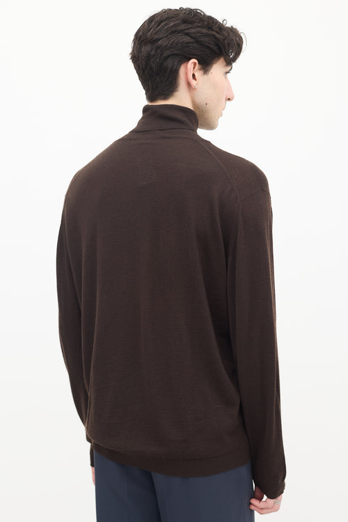 Zegna Brown Cashmere & Wool Turtleneck Top