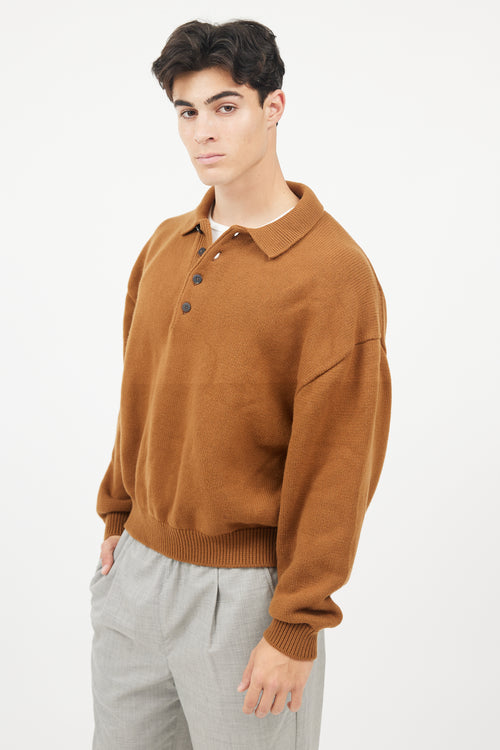 Fear of God X Zegna Brown Wool Rugby Knit  Pullover