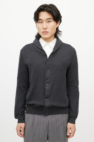 Zegna Grey Knit Button Up Cardigan