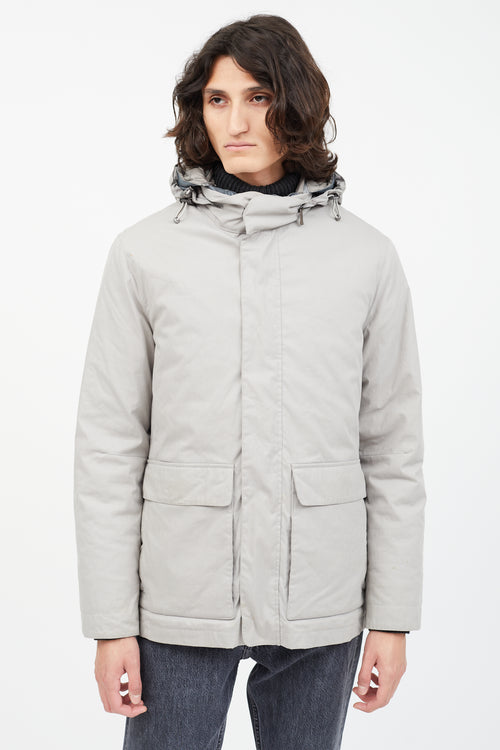 Zegna Grey Reversible Puffer Jacket