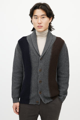 Zegna Grey Shawl Collar Cardigan