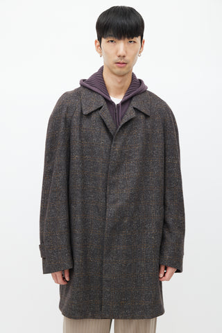 Zegna Grey Tweed Cashmere Coat