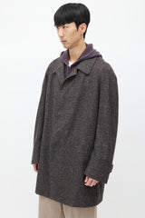 Zegna Grey Tweed Cashmere Coat