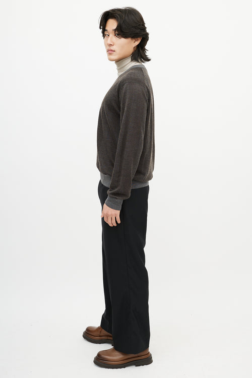 Zegna Grey V-Neck Cashmere Sweater