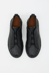 Zegna Leather Triple Stitch Sneaker