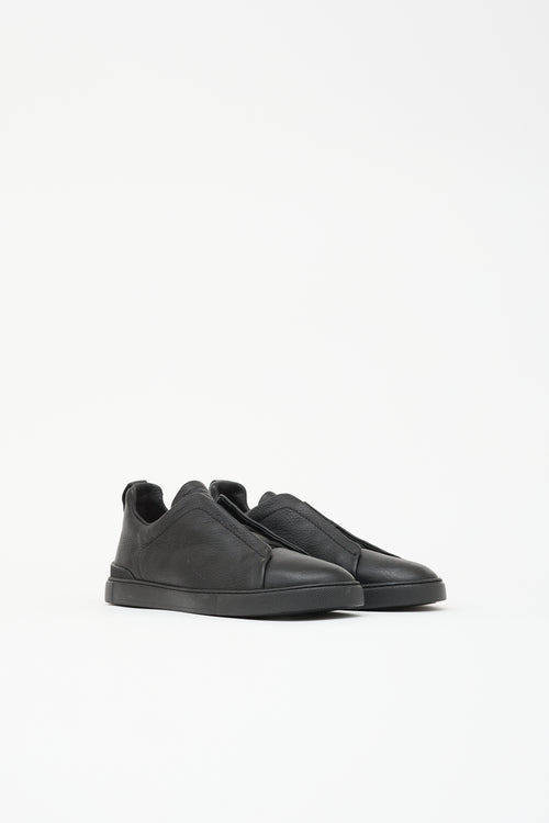 Zegna Leather Triple Stitch Sneaker