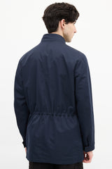 Zegna Navy Double Collar Drawcord Waist Jacket
