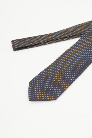 Zegna Navy & Gold Geometric Silk Tie