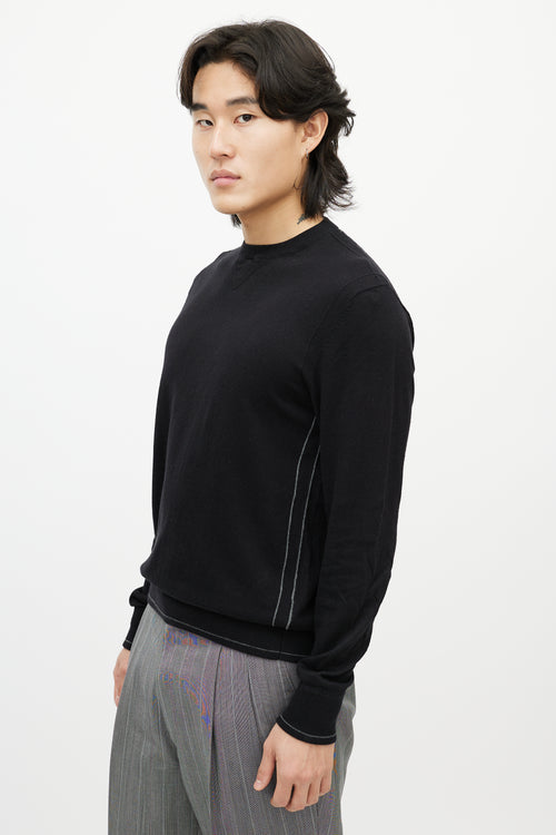 Zegna Sport Black & Grey Trim Knit Sweater Sweater