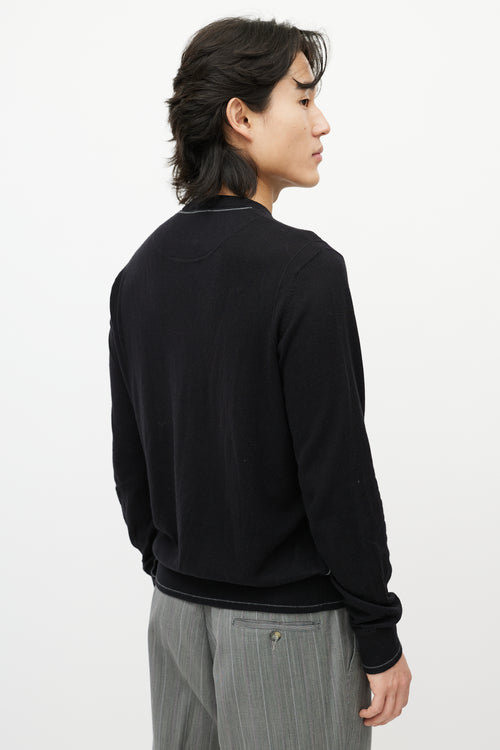 Zegna Sport Black & Grey Trim Knit Sweater Sweater