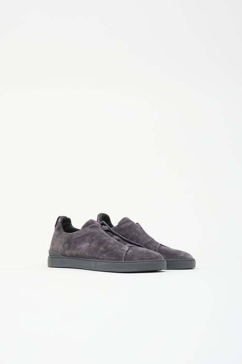 Zegna Suede Triple Stitch Sneaker