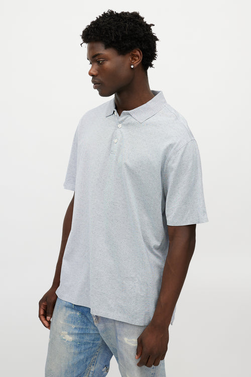 Zegna White & Blue Knit Polo