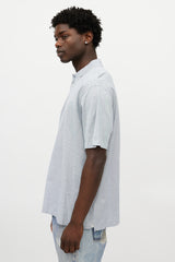 Zegna White & Blue Knit Polo