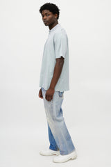 Zegna White & Blue Knit Polo