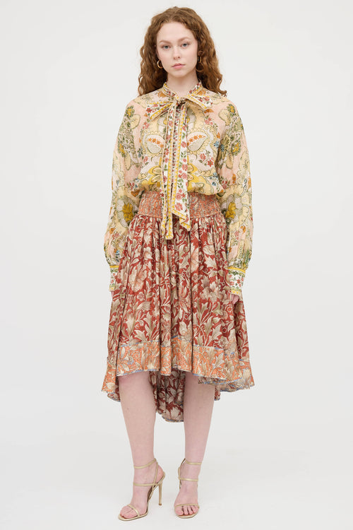 Paisley Bow Button Up Top